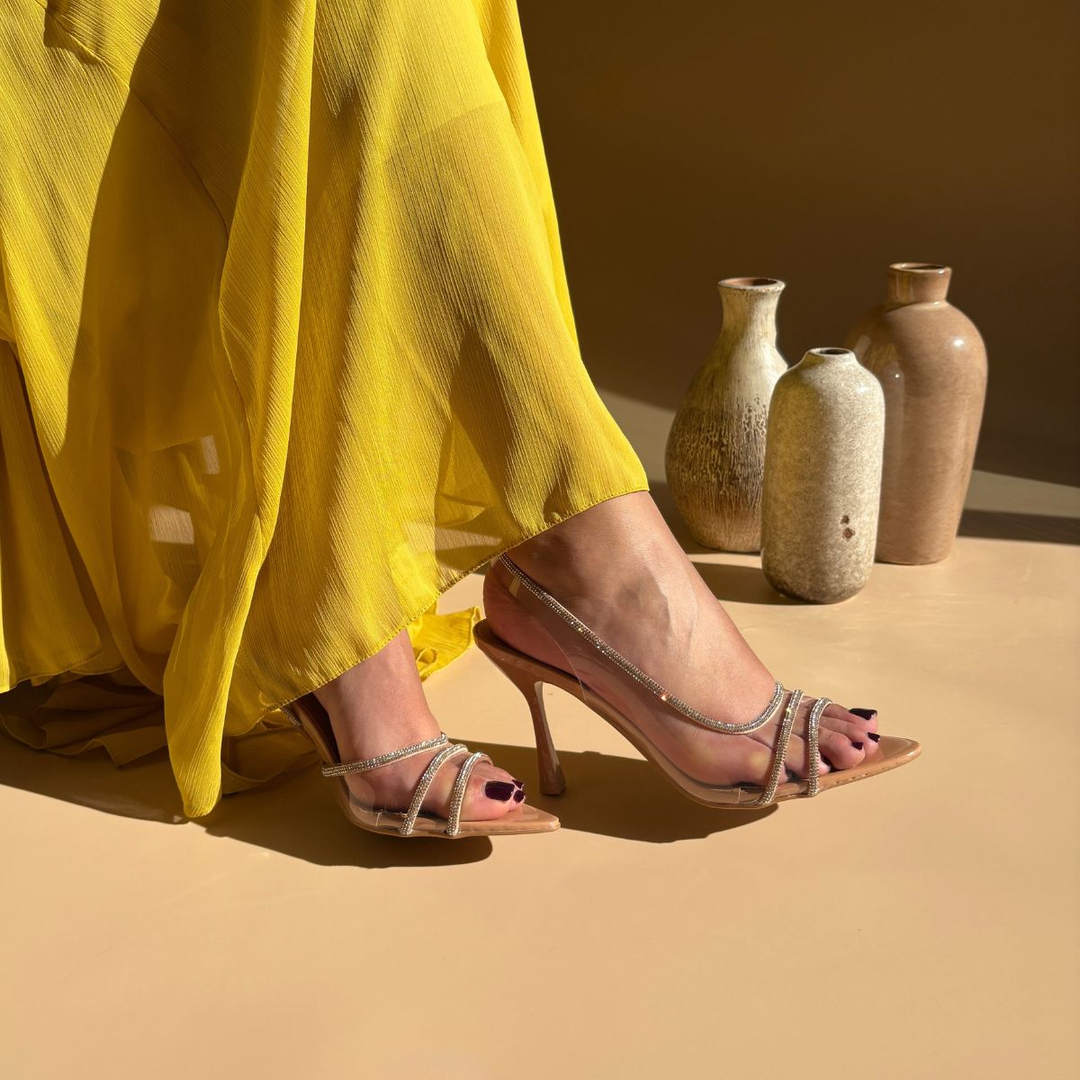 Sandale à talons - Transparent & Argenté