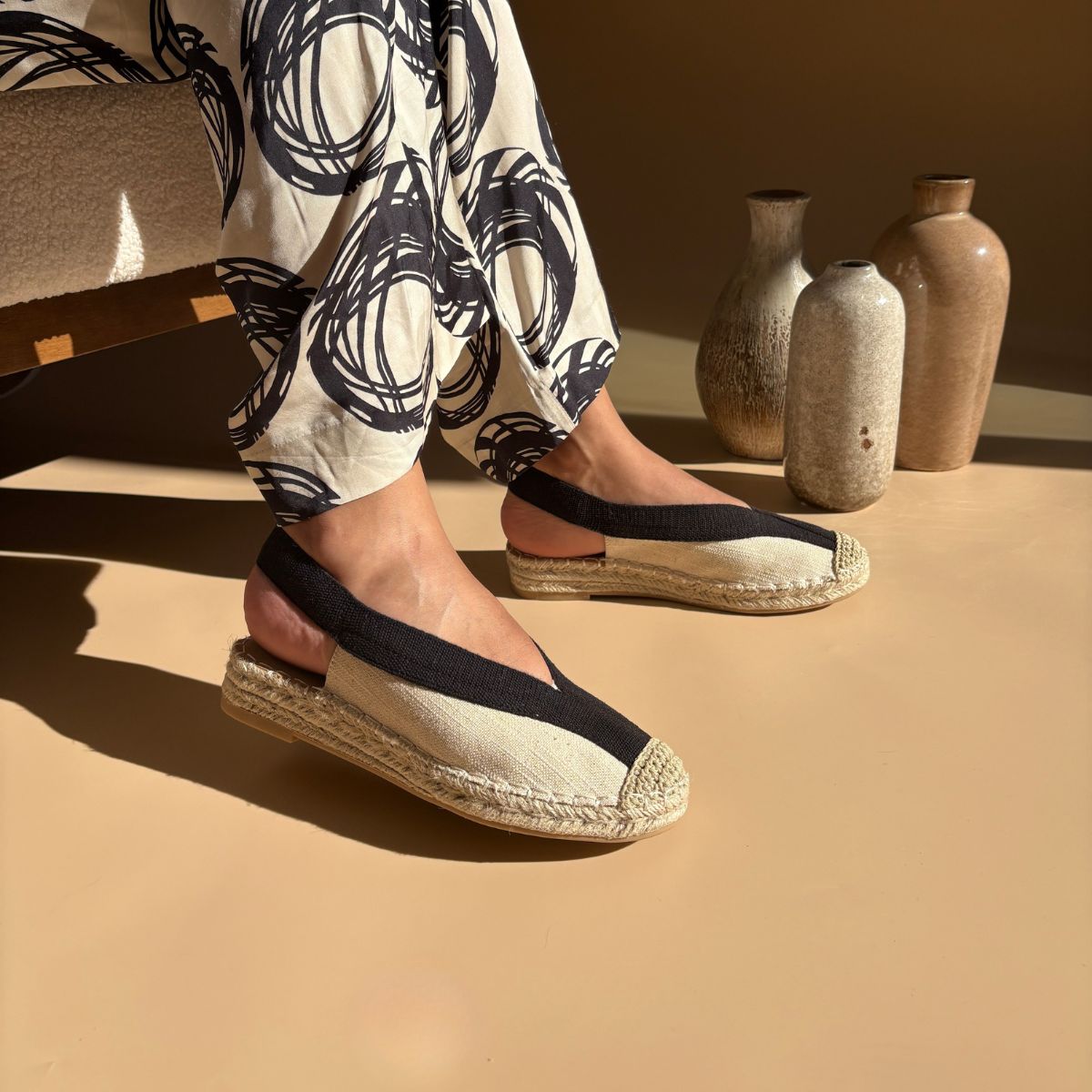 Espadrille - Beige & Noir