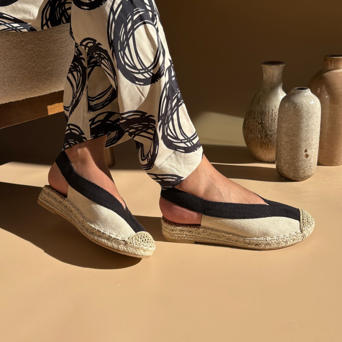 Espadrille - Beige & Noir