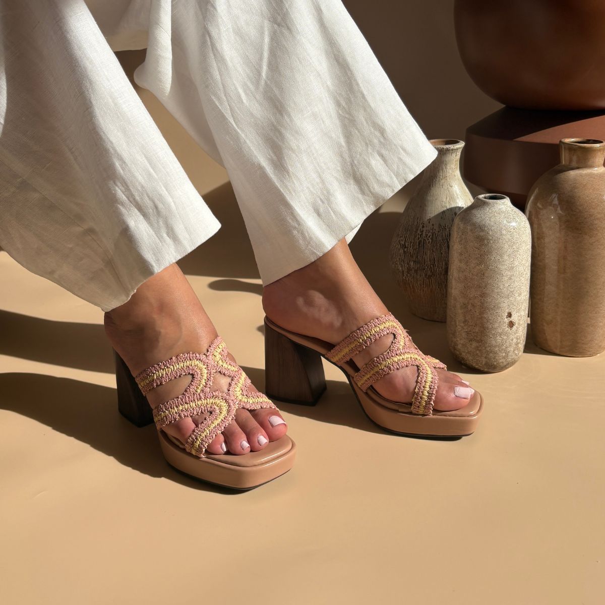 Sandale à talons - Rose Nude