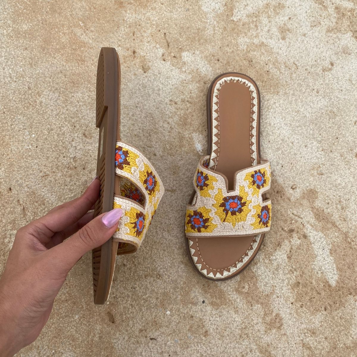 Claquette crochet - Jaune