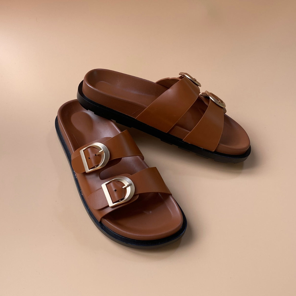 Sandales plates - Camel