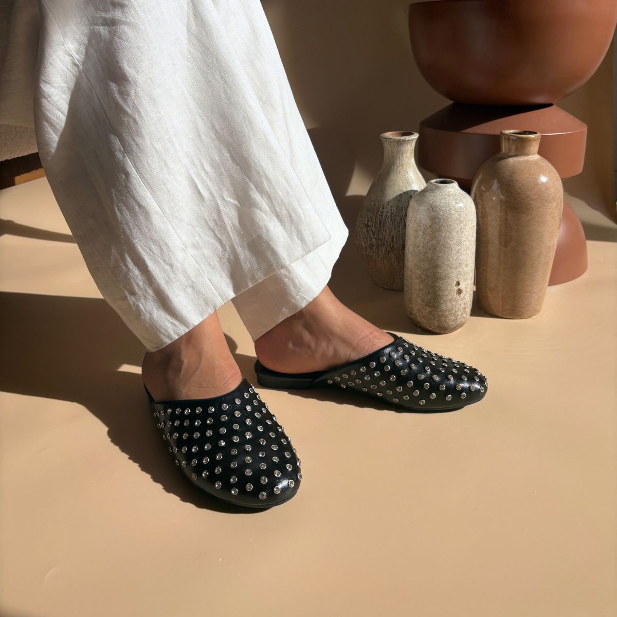 Mules avec motifs - Noir