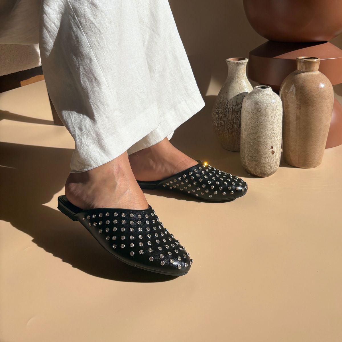 Mules avec motifs - Noir