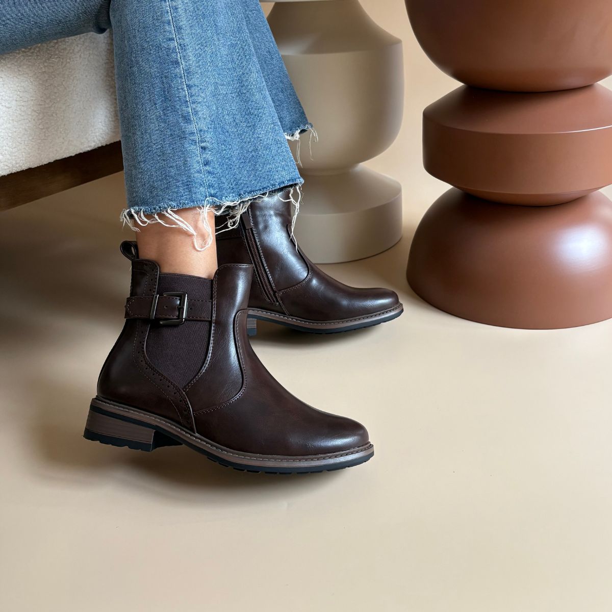 Bottines Plates - Marron