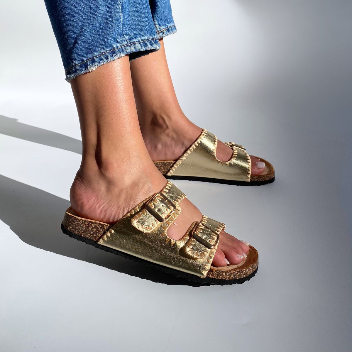 Sandales plates Gold
