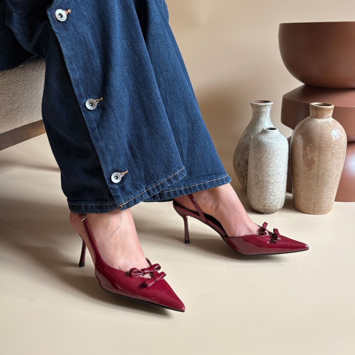 Escarpin à brides - Bordeaux