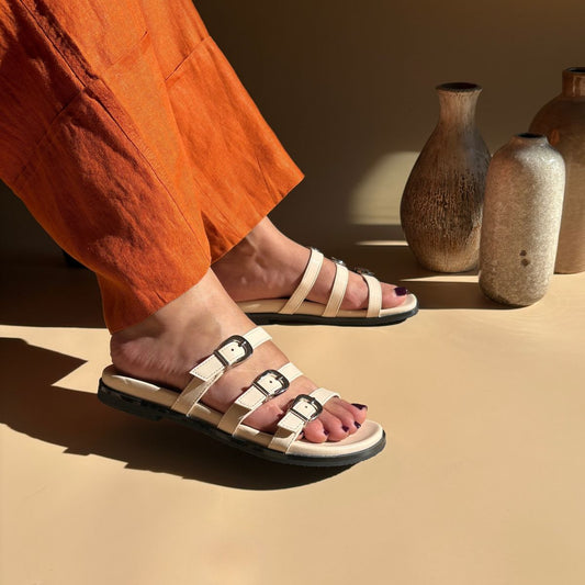 Sandales plates - Blanc écru