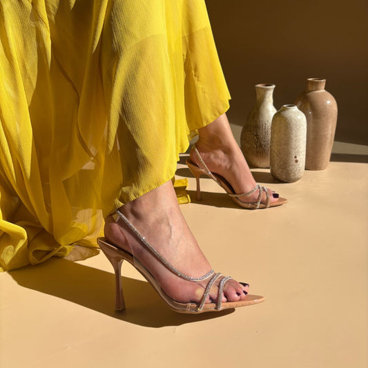 Sandale à talons  - Transparent & Argenté