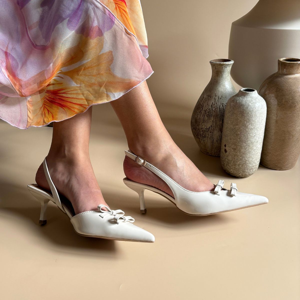 Escarpin à motif - Blanc Ecru