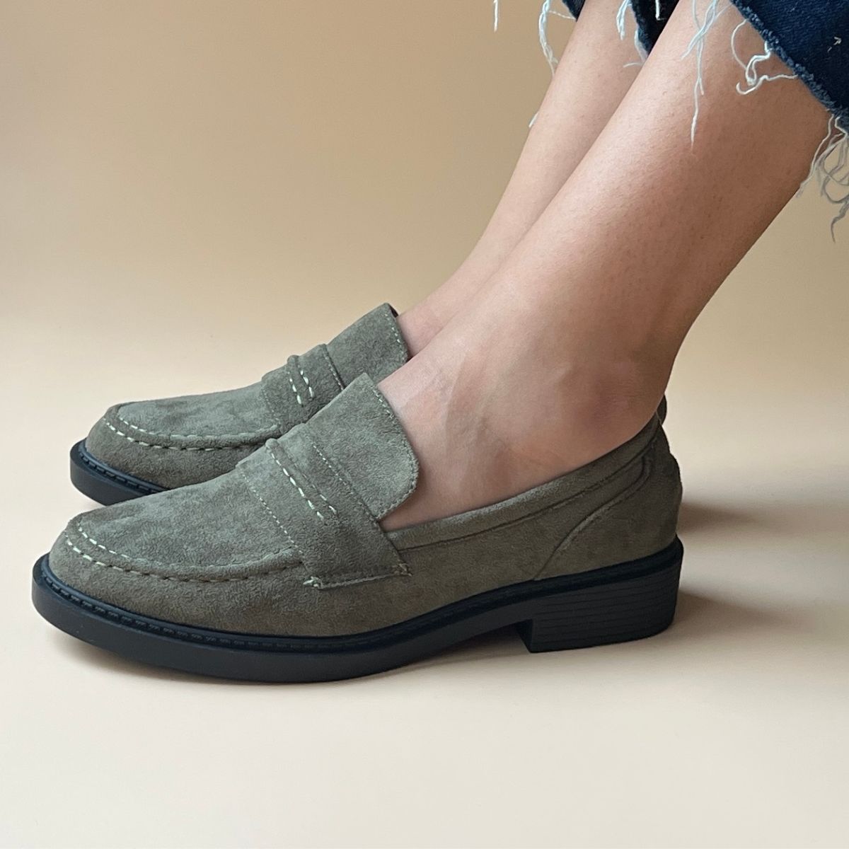 Mocassin en daim - Vert