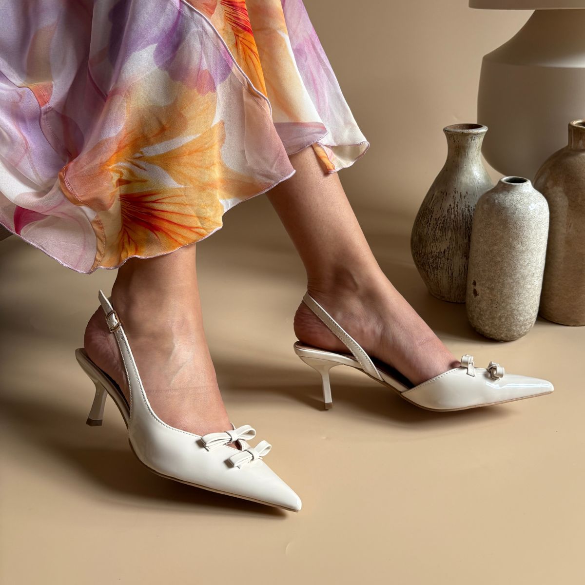 Escarpin à motif - Blanc Ecru