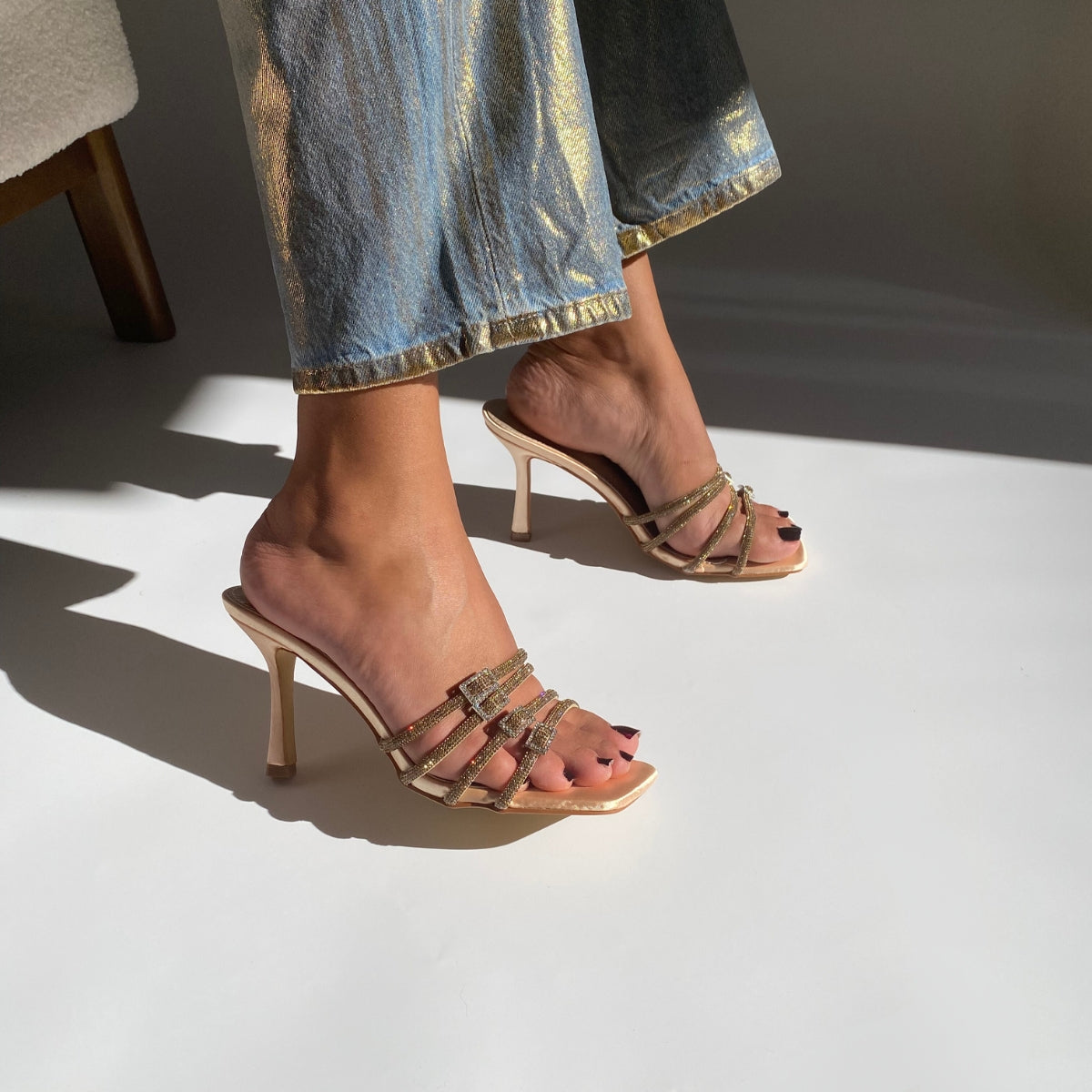 Sandale à talons Gold – Maison Masilya - Main Image