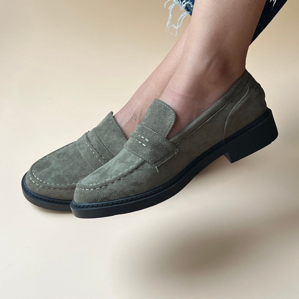 Mocassin en daim - Vert