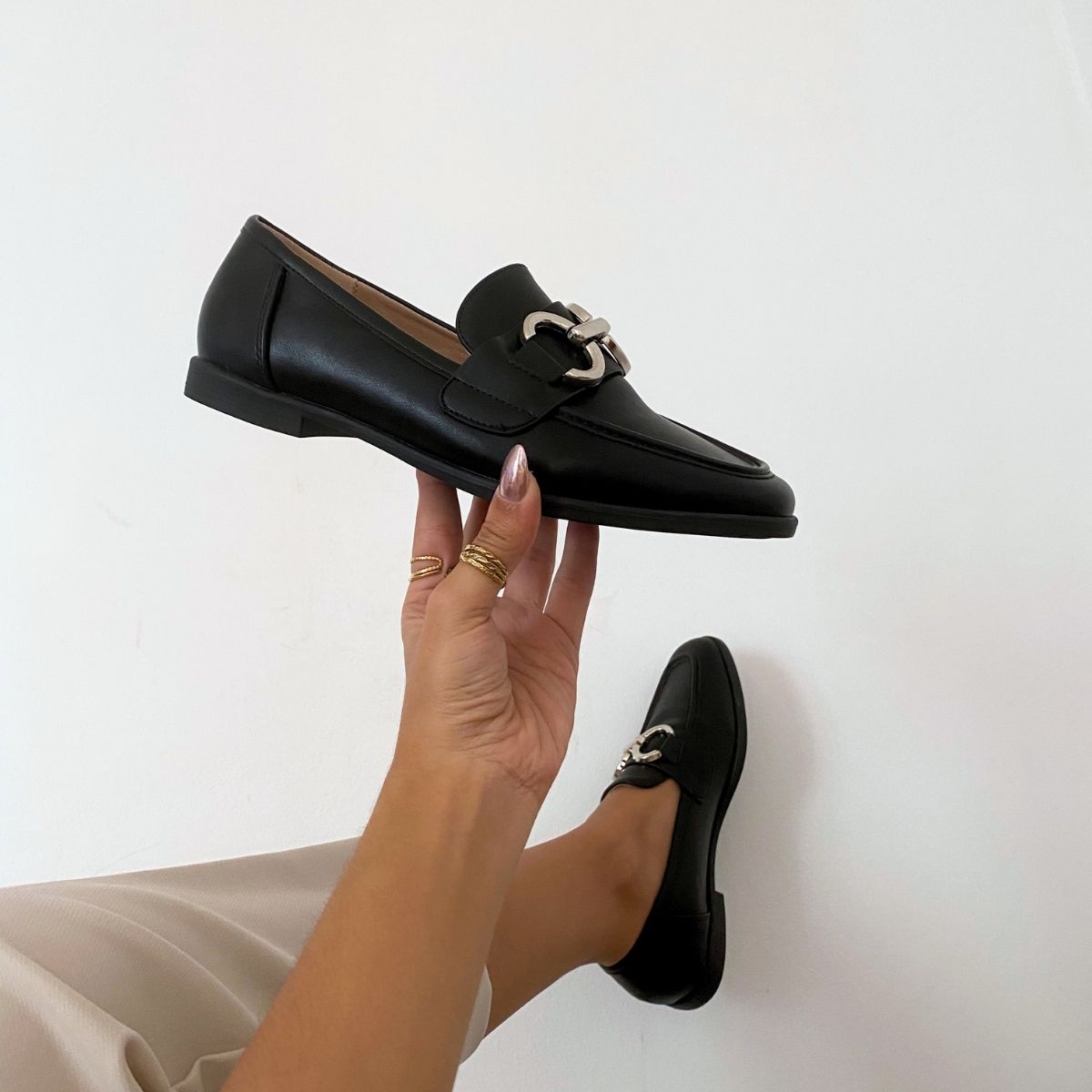 Mocassin en cuir Noir