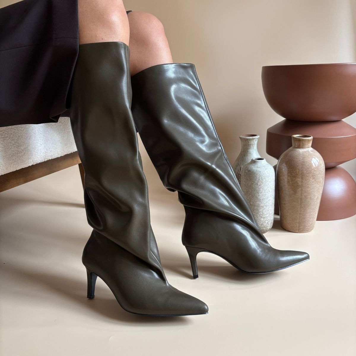 Bottes à talons - Olive