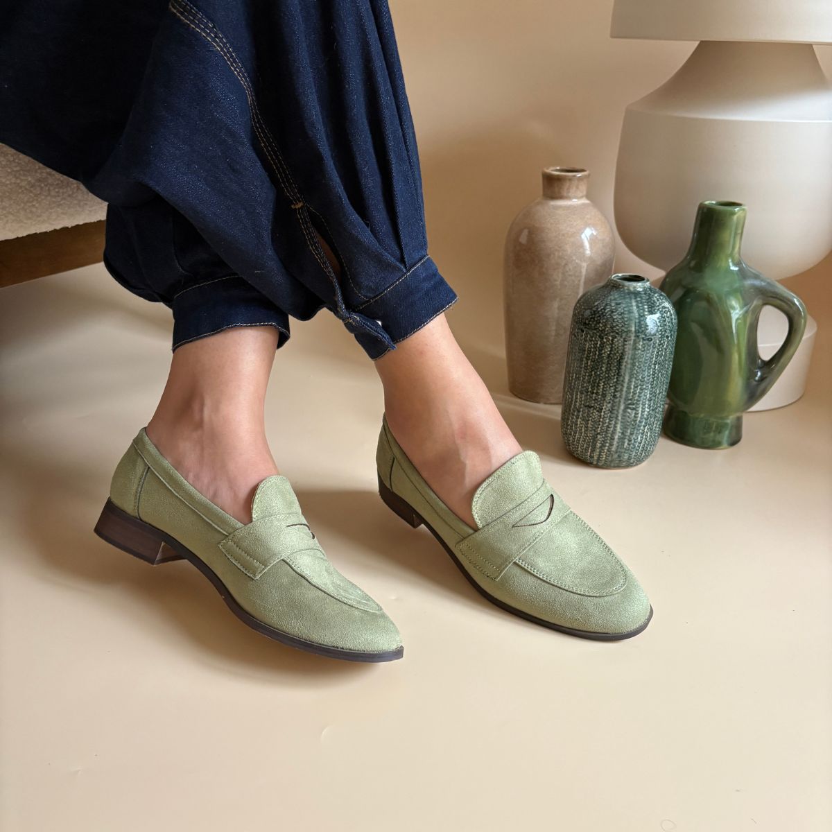 Mocassin Daim - Vert