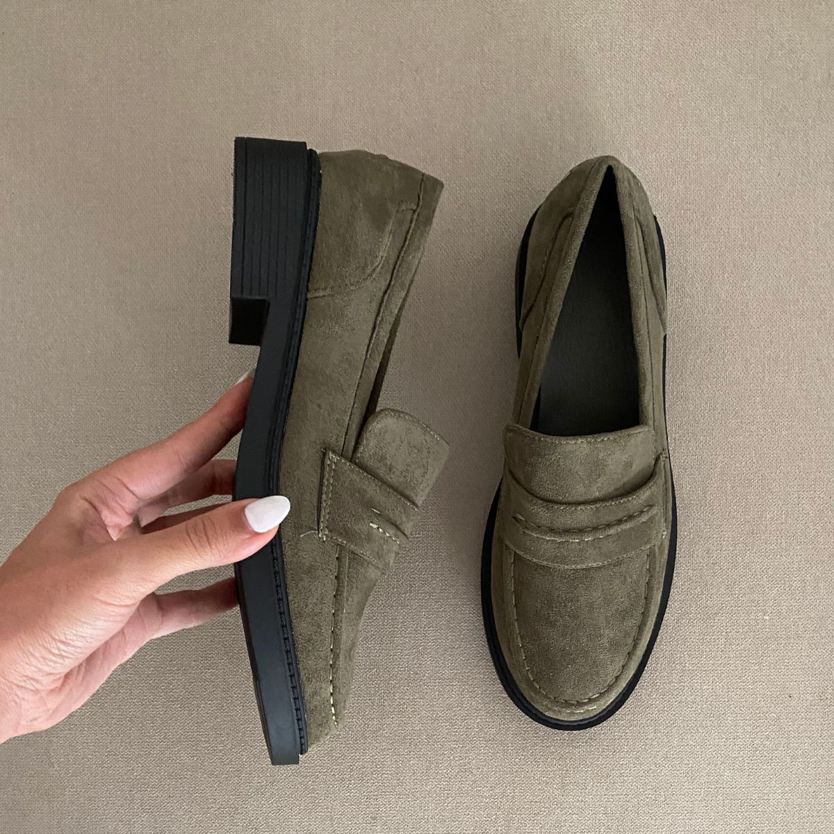 Mocassin en daim - Vert