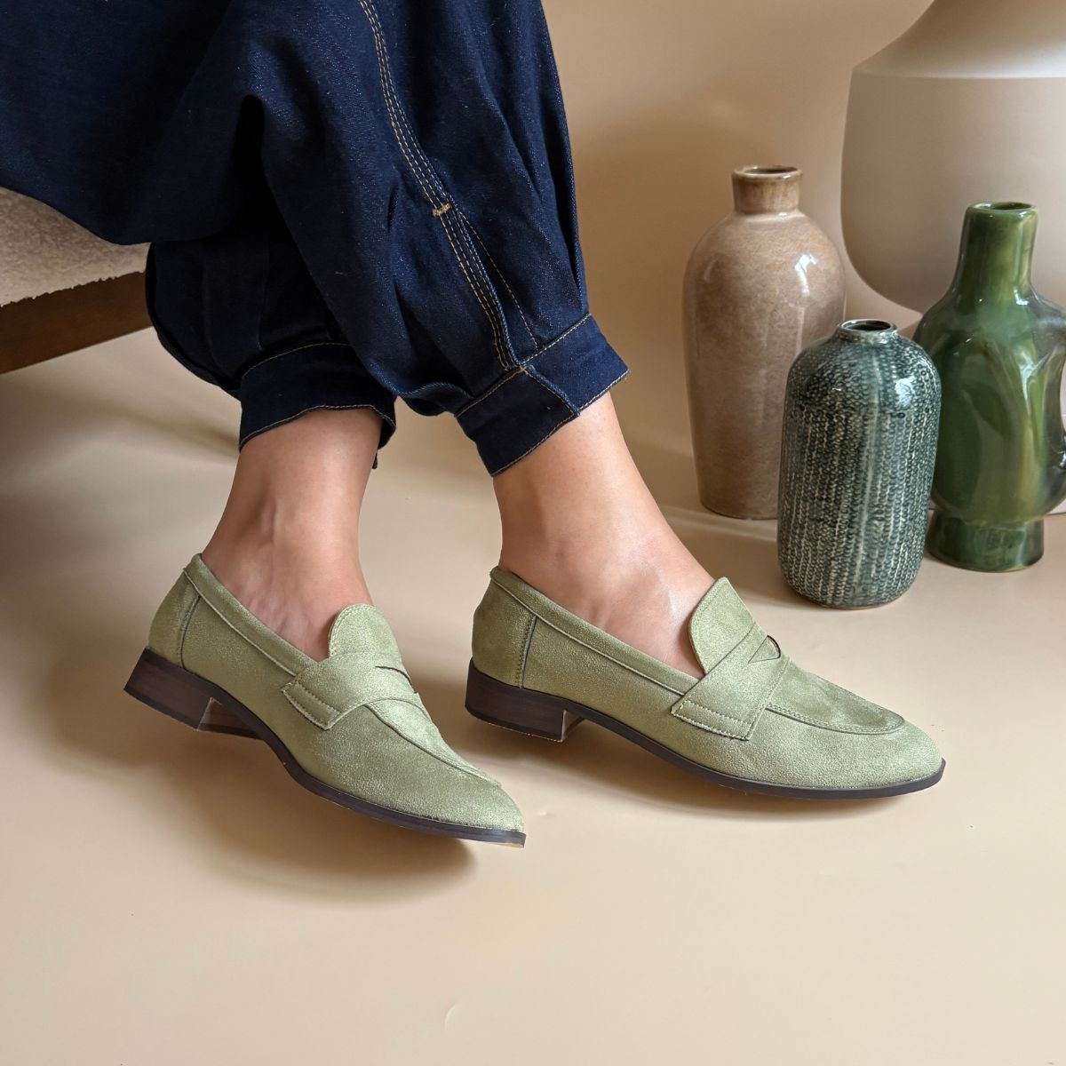 Mocassin Daim - Vert